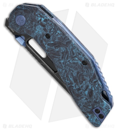 Ketuo Yakuza Liner Lock Knife Black/Blue Carbon Fiber (3.3" Dark Stonewash)