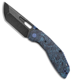 Ketuo Yakuza Liner Lock Knife Black/Blue Carbon Fiber (3.3" Dark Stonewash)