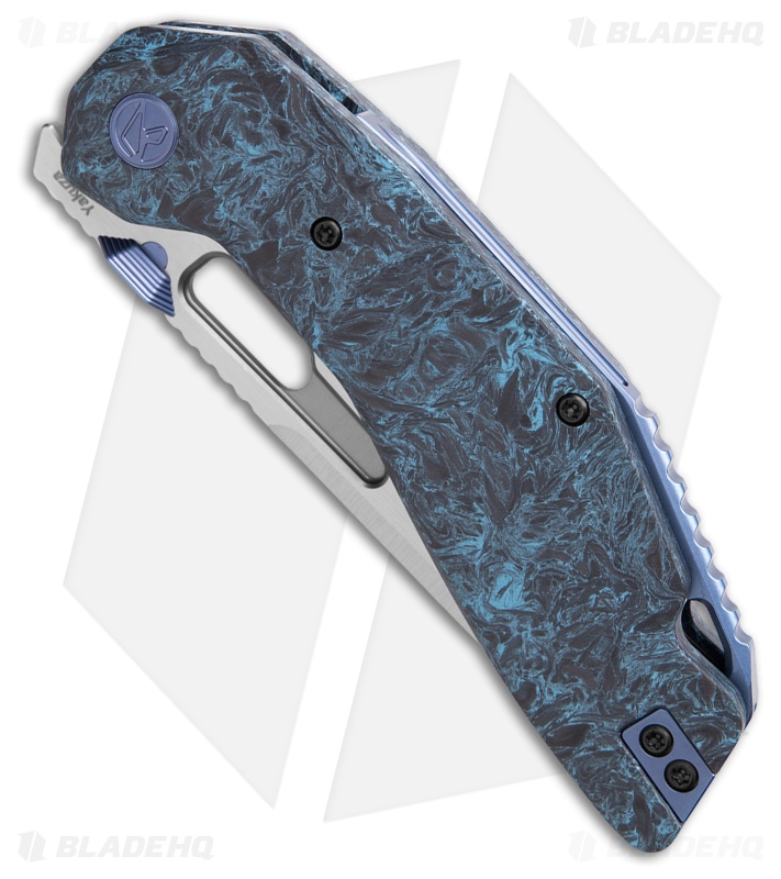 Ketuo Yakuza Liner Lock Knife Black/Blue Carbon Fiber (3.3" Stonewash)