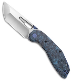 Ketuo Yakuza Liner Lock Knife Black/Blue Carbon Fiber (3.3" Stonewash)