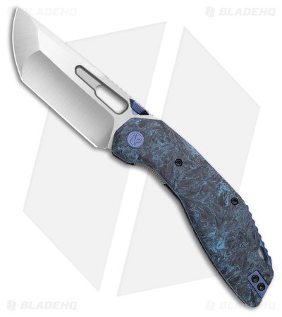 Ketuo Yakuza Liner Lock Knife Black/Blue Carbon Fiber (3.3" Stonewash)