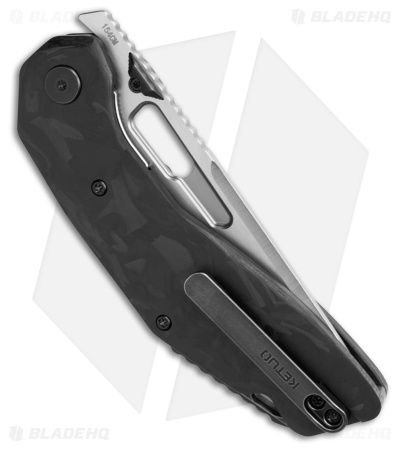 Ketuo Yakuza Liner Lock Knife Black Carbon Fiber (3.3" Stonewash)