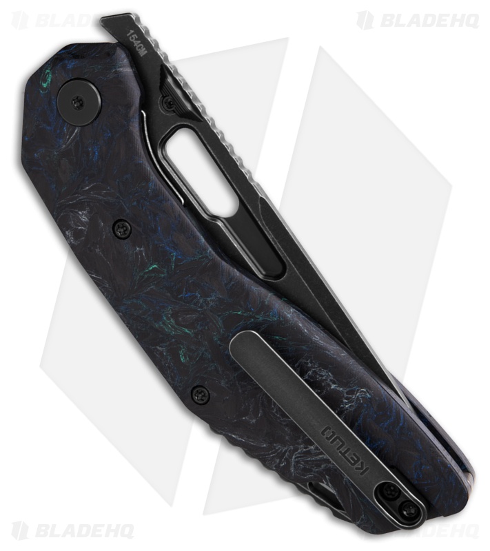 Ketuo Yakuza Liner Lock Knife Black/Green Carbon Fiber (3.3" Dark Stonewash)