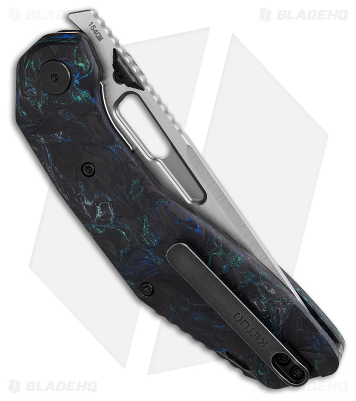 Ketuo Yakuza Liner Lock Knife Black/Green Carbon Fiber (3.3" Stonewash)