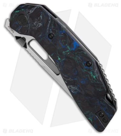Ketuo Yakuza Liner Lock Knife Black/Green Carbon Fiber (3.3" Stonewash)