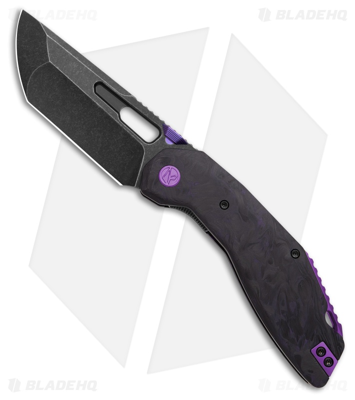 Ketuo Yakuza Liner Lock Knife Black/Purple Carbon Fiber (3.3" Dark SW)