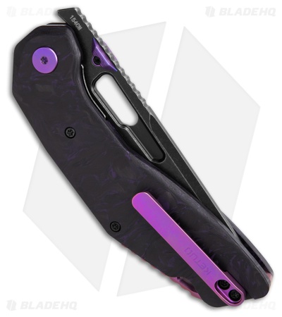 Ketuo Yakuza Liner Lock Knife Black/Purple Carbon Fiber (3.3" Dark SW)