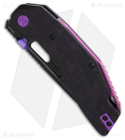 Ketuo Yakuza Liner Lock Knife Black/Purple Carbon Fiber (3.3" Dark SW)