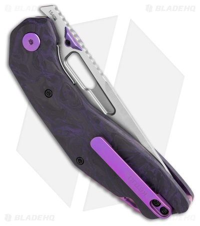 Ketuo Yakuza Liner Lock Knife Black/Purple Carbon Fiber (3.3" Stonewash)