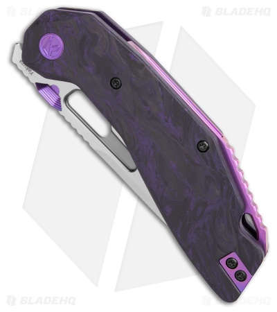Ketuo Yakuza Liner Lock Knife Black/Purple Carbon Fiber (3.3" Stonewash)