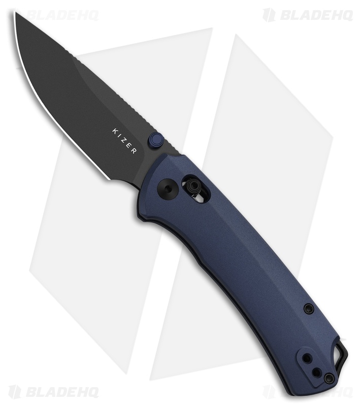 Kizer T1 CD Clutch Lock Knife Blue Aluminum (3.2" Black Matte DLC Ultra M390)