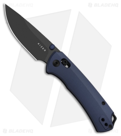 Kizer T1 CD Clutch Lock Knife Blue Aluminum (3.2" Black Matte DLC Ultra M390)