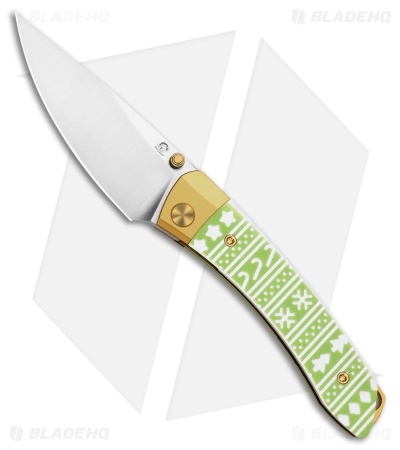 Kizer Mini Momo Liner Lock Knife Gold Al/Cozy Christmas Sock G-10 (3.2" BB)