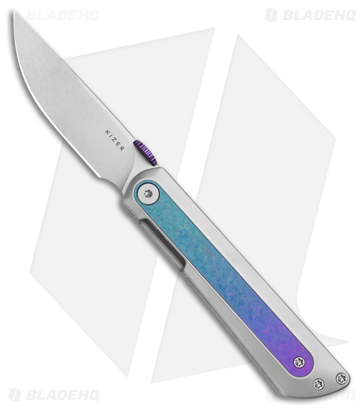 Kizer Quoll | Blue/Gray Titanium | Drop Point SW S45VN