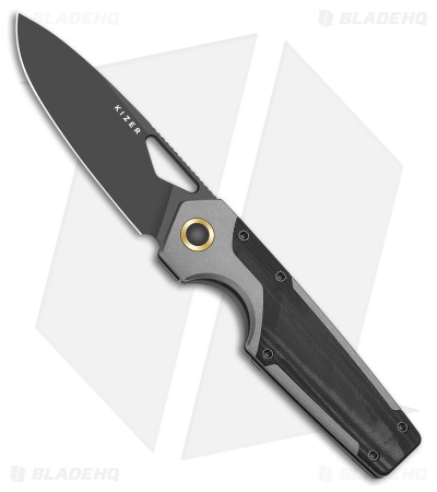 Kizer Serpentine Frame Lock Knife Titanium/Black Micarta (3.5" Matte DLC Ultra)