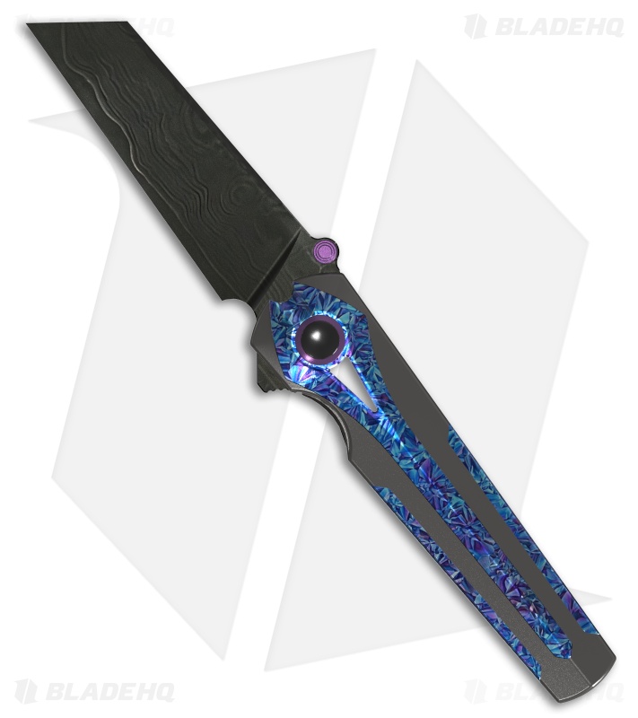 Kizer Staff Frame Lock Knife Titanium/Crystallized Ti (3" Acid-Washed Damascus) 