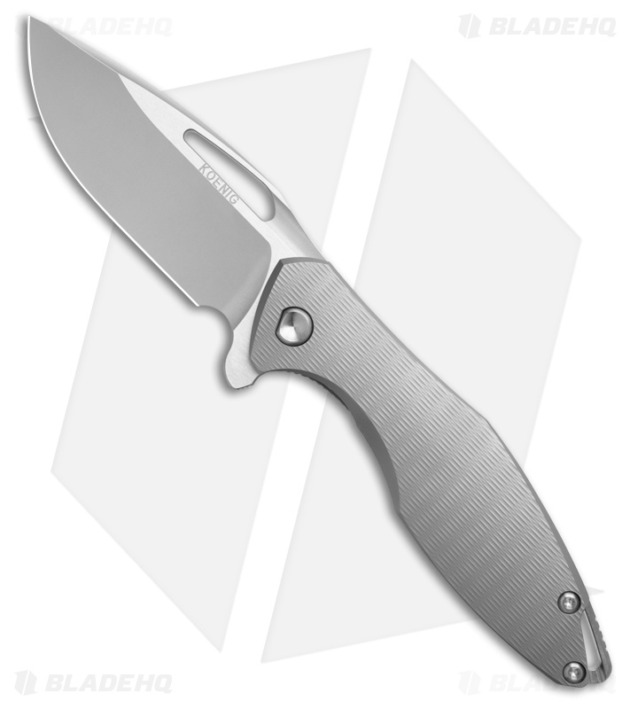 Koenig Arius Frame Lock Flipper Knife Titanium Plexa Pattern