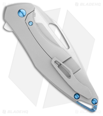 Koenig Arius Frame Lock Knife BB/Patterned Ti Blue Hardware (3.5" Bead Blast)