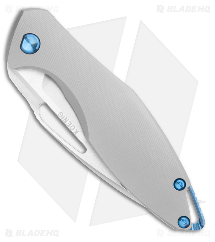 Koenig Arius Frame Lock Knife BB/Patterned Ti Blue Hardware (3.5" Bead Blast)