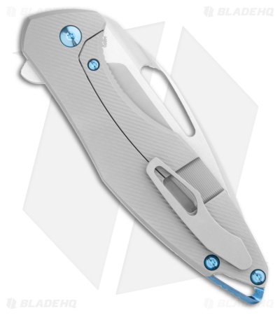 Koenig Arius Frame Lock Knife Corda Pattern Titanium Blue Hardware (3.5" BB)
