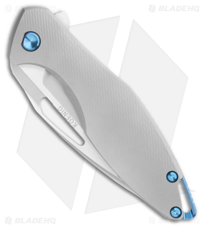 Koenig Arius Frame Lock Knife Corda Pattern Titanium Blue Hardware (3.5" BB)