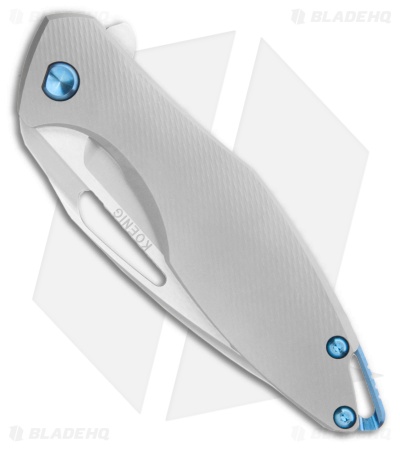 Koenig Arius Frame Lock Knife Corda Pattern Titanium Blue Hardware (3.5" BB)