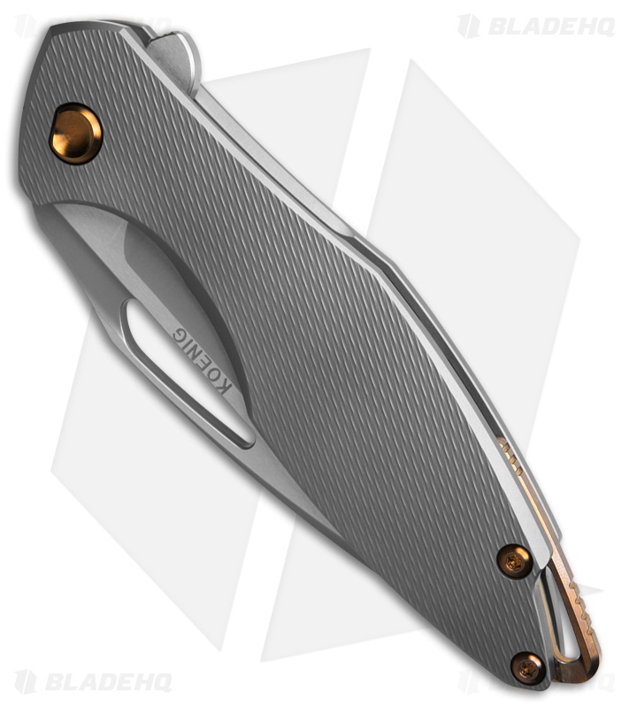 Koenig Arius Frame Lock Knife Corda Pattern Ti Bronze Hardware