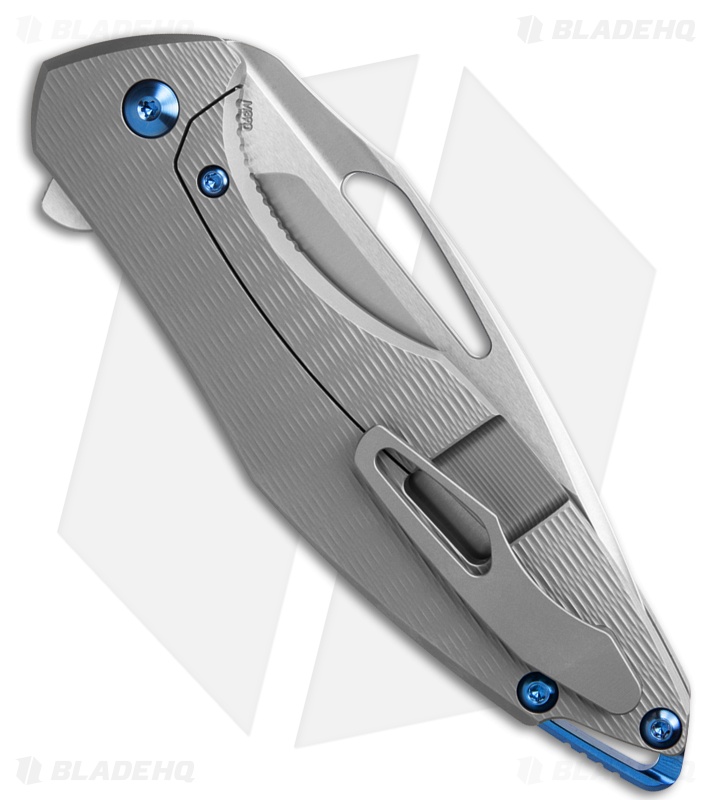 Koenig Arius Frame Lock Knife Plexa Pattern Ti Blue Hardware