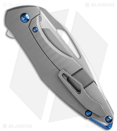 Koenig Arius Frame Lock Knife Plexa Pattern Titanium Blue Hardware (3.5" BB)