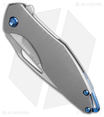 Koenig Arius Frame Lock Knife Plexa Pattern Titanium Blue Hardware (3.5" BB)