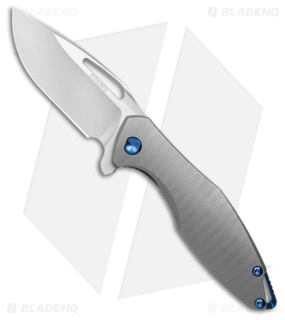 Koenig Arius Frame Lock Knife Plexa Pattern Titanium Blue Hardware (3.5" BB)