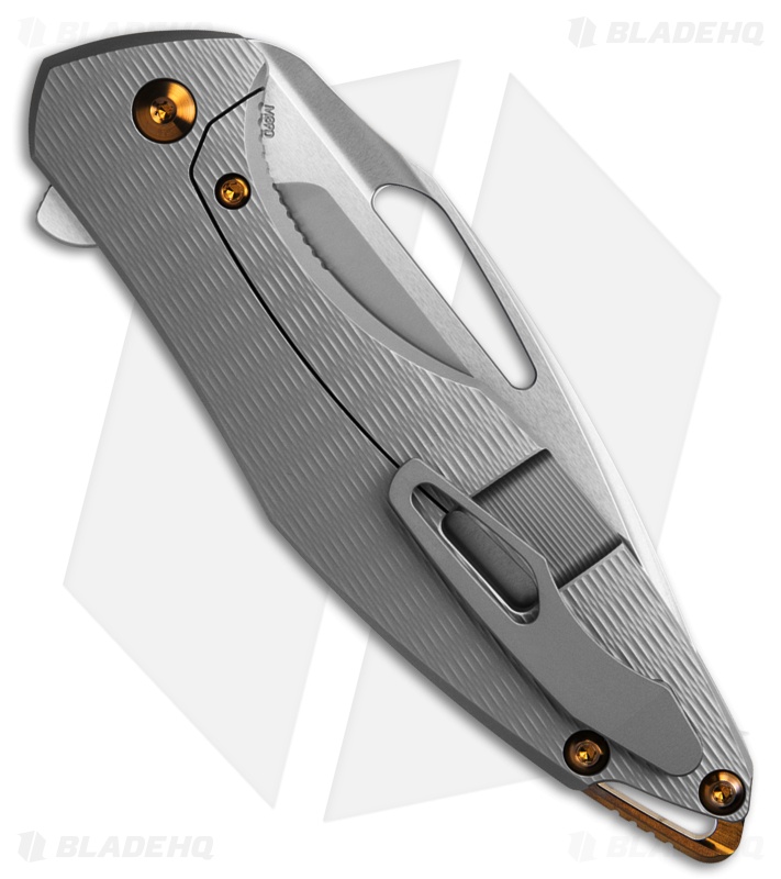 Koenig Arius Frame Lock Knife Plexa Pattern Titanium Bronze Hardware (3.5" BB)
