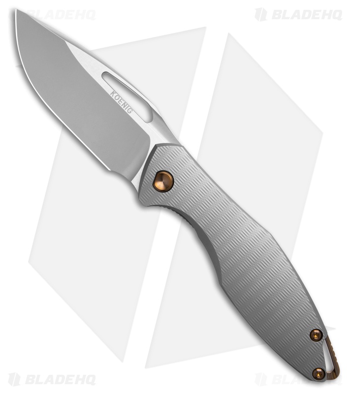 Koenig Arius Frame Lock Knife Ti Plexa Pattern w/Bronze Hardware