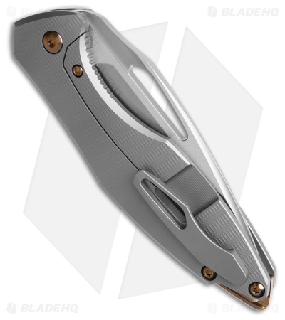 Koenig Arius Frame Lock Knife Ti Plexa Pattern w/Bronze Hardware