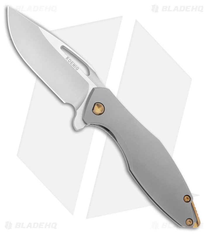 Koenig Arius Frame Lock Knife Titanium Bronze Hardware