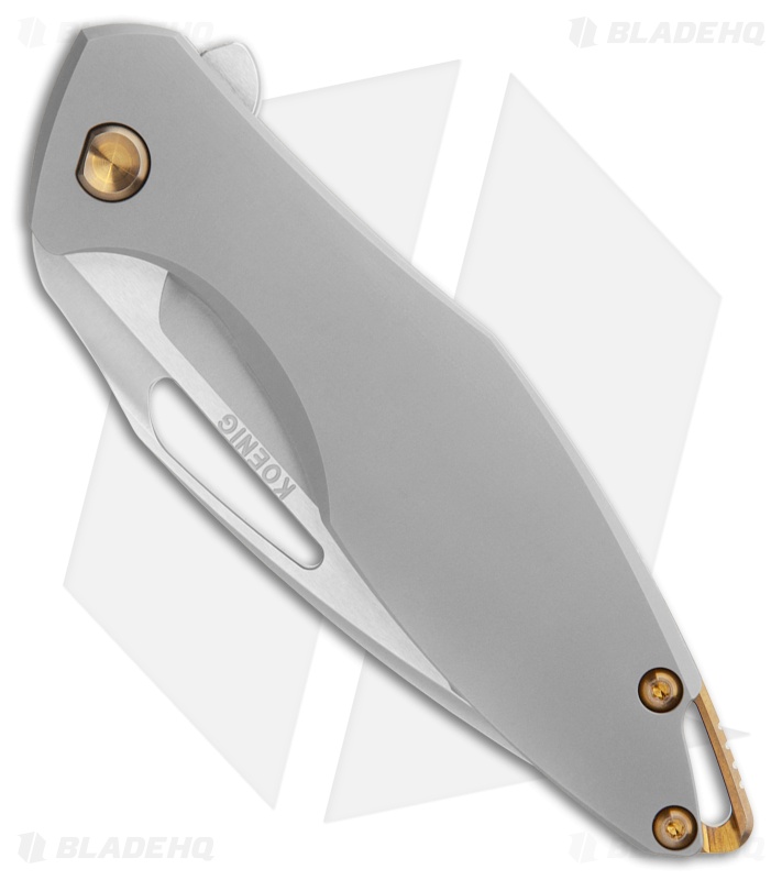 Koenig Arius Frame Lock Knife Titanium Bronze Hardware (3.5" Bead Blast M390)
