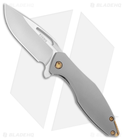 Koenig Arius Frame Lock Knife Titanium Bronze Hardware (3.5" Bead Blast M390)
