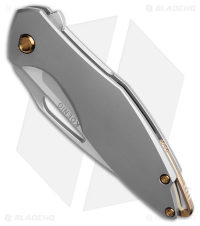 Koenig Mini Arius Flipper Frame Lock Knife Titanium Bronze Hardware (3" BB)