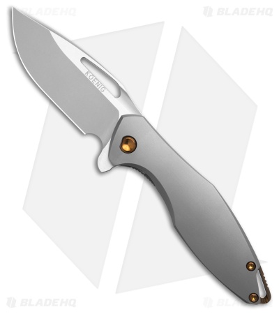Koenig Mini Arius Flipper Frame Lock Knife Titanium Bronze Hardware (3" BB)