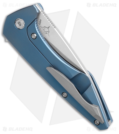 Koenig Mini Goblin Frame Lock Knife Blue Titanium + Silver Hardware (3" Washed)
