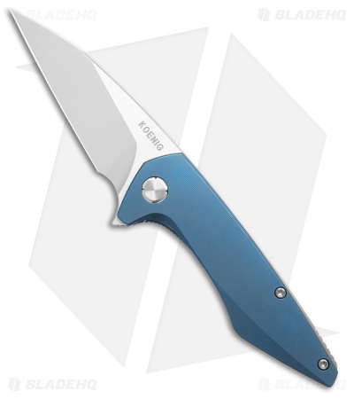 Koenig Mini Goblin Frame Lock Knife Blue Titanium + Silver Hardware (3" Washed)