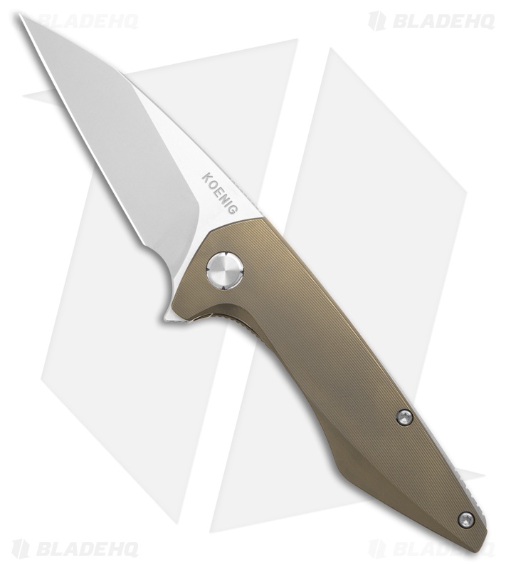 Koenig Mini Goblin Frame Lock Knife Bronze Titanium + Silver Hardware (3" Washed