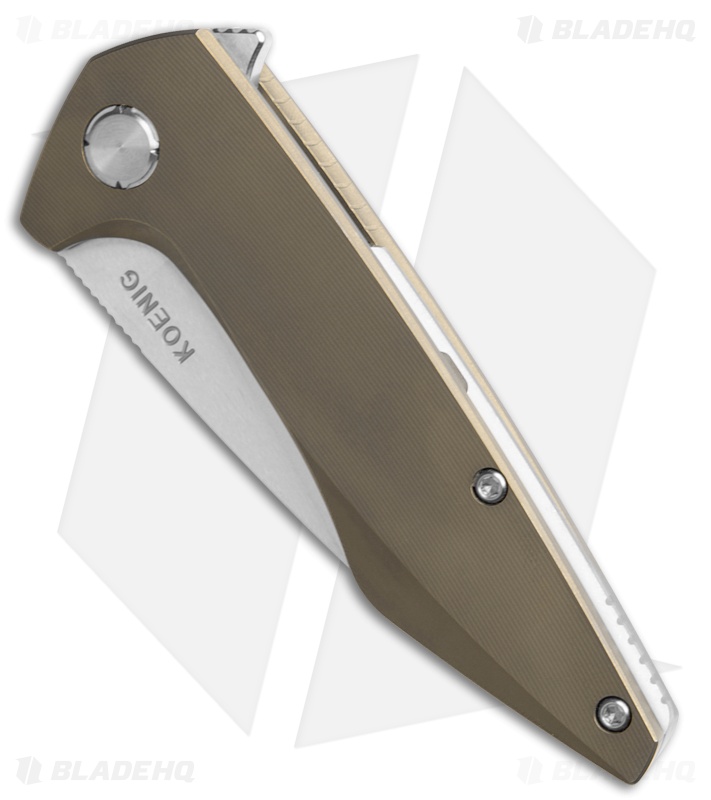 Koenig Mini Goblin Frame Lock Knife Bronze Titanium + Silver Hardware (3" Washed