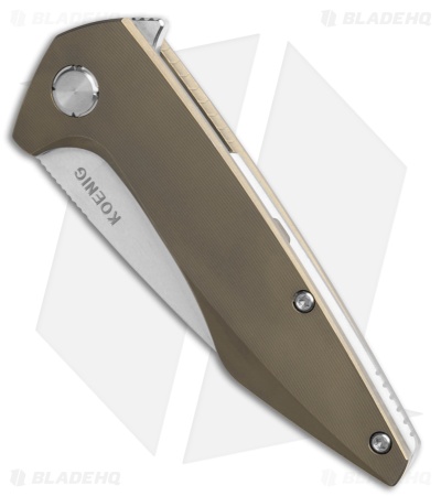 Koenig Mini Goblin Frame Lock Knife Bronze Titanium + Silver Hardware (3" Washed