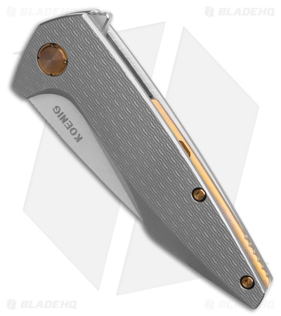 Koenig Mini Goblin Frame Lock Knife PCF Pattern Ti Bronze HW (3" Burnished PF)