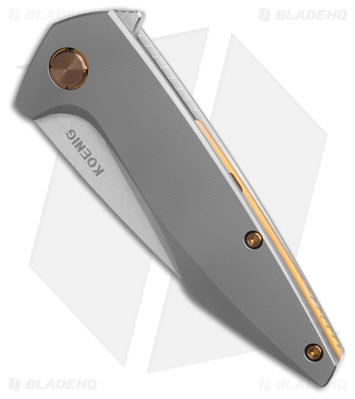 Koenig Mini Goblin Frame Lock Knife Titanium + Bronze Hardware (3" Burnished PF)