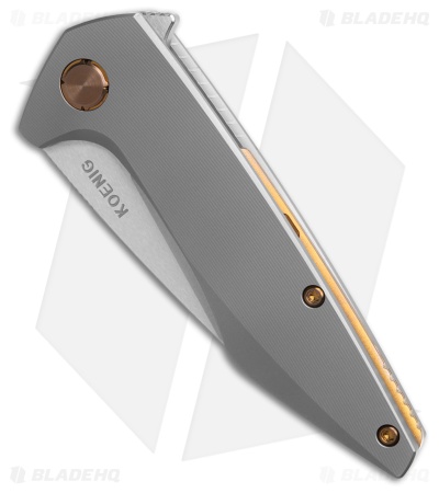 Koenig Mini Goblin Frame Lock Knife Titanium + Bronze Hardware (3" Burnished PF)