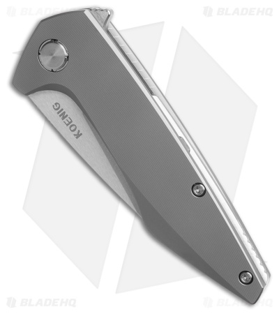 Koenig Mini Goblin Frame Lock Knife Titanium + Silver Hardware (3" Burnished PF)