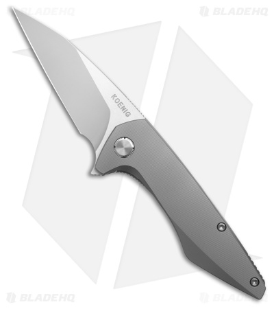 Koenig Mini Goblin Frame Lock Knife Titanium + Silver Hardware (3" Burnished PF)