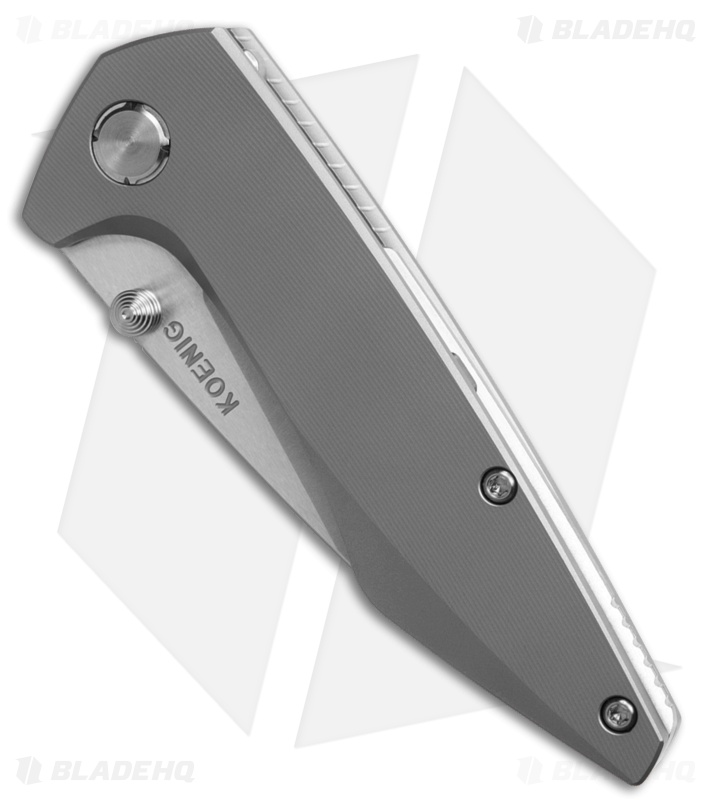 Koenig Mini Goblin Frame Lock-Thumb Stud TI + Silver Hardware (3" Burnished PF)